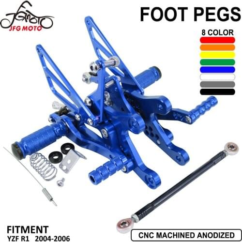 Adjustment Adjustable Motorcycle Footrests Alloy Rear Footpeg Foot Rests For Yamaha YZFR1 YZF-R1 YZF R1 2004 2005 2006 04 05 06