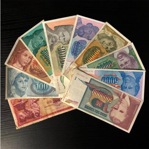 Yugoslavia Set 10 PCS, Used Condition (F) Old Notes ( Check Description), Rare Real Origianl Note for Collection Gift