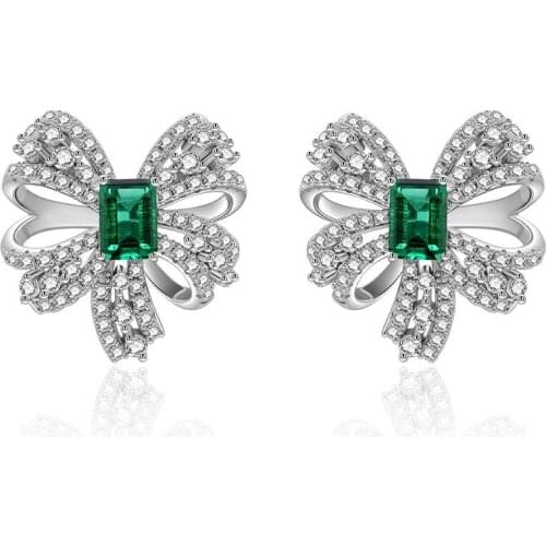 2021 New Party Dinner With Crystal Inset Bow Fashion Earrings