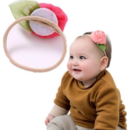 Baby Girl Chiffon Flower Headband Elastic Hair bands Rose Nylon Headbands Baby Accessories Infants Headbands Hair Accessories