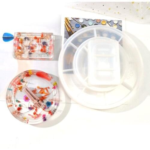 Soap Dish Resin Silicone Molds Epoxy Resin Round Dish Jewelry Tray Resin Casting Molds Candlestick Home Decor Craft Tool