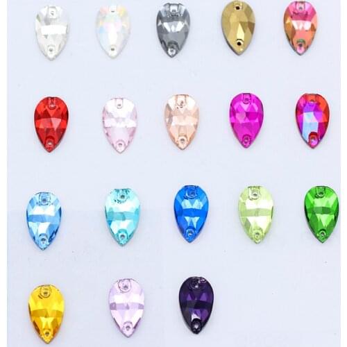 28pc 11mmx18mm Waterdrop Glass Crystal Sew-On Rhinestones Garment Shoes Bags Sewing Accessories DIY Crafts