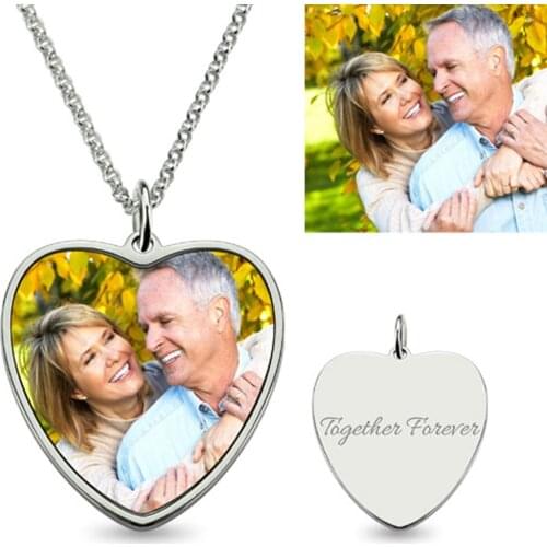 Uonney Dropshipping Engravable Nacklace Jewelry For Men Photo Pendant Engraved Heart Shape Personalized Gifts Fathers Day