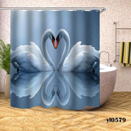 Octopus Swan Shower Curtains Waterproof Animals Bath Curtains For Bathroom Bathtub Large Wide Bathing Cover Home Rideau De Bain