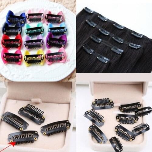50pcs Black Hair Snap Clips for Extensions U Shape Clip Weave Toupee Wig 9 Teeth Clips Styling Tools Accessores