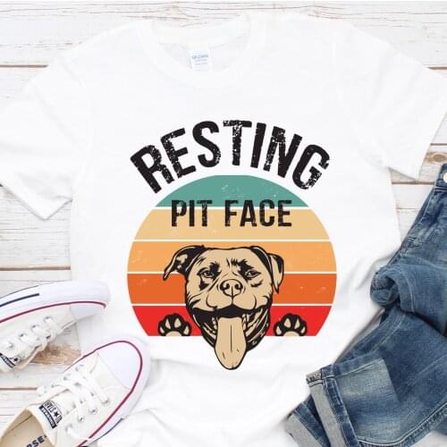 Harajuku Top Women T-shirt Casual Pitbull Tattoo Print Ladies Basic O-collar Short Sleeved Women T-shirt Girl,Drop Ship