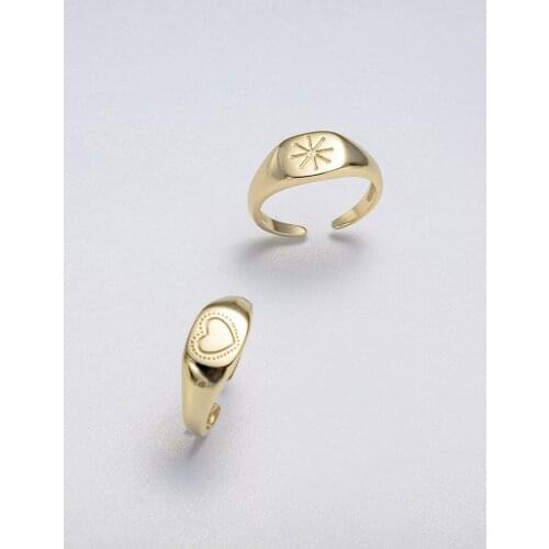 1pc Authentic S925 Sterling Silver FINE Jewelry snowflake heart Engraved rings gold creative design chic elegant TLJ1041