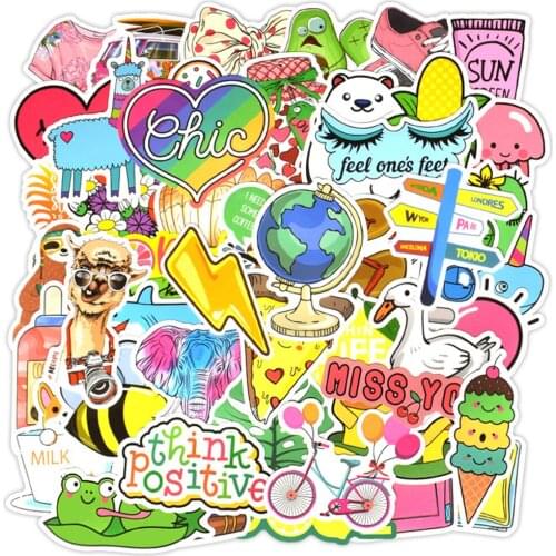 10/30/50PCS Girly Cute VSCO Wind Graffiti Sticker Skateboard Notebook Graffiti Computer Luggage Bike Waterproof Sticker Wholesal