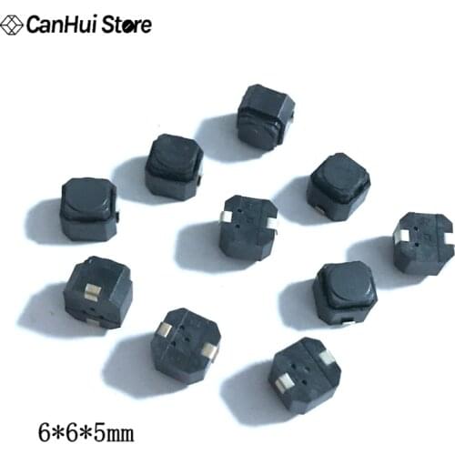 10pcs 6*6*5 SMD Silent Buttons The Silicone keypad INSTOCK Silent Switch Button Switch Micro Switches 6x6x5mm Black Contact