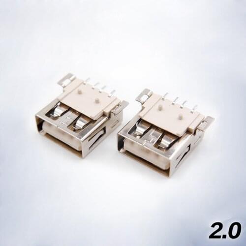 10pcs High Quality Usb2.0 Connector Plug Usb Interface USB Female Connector AF Patch Straight Edge of The Mouth Plug