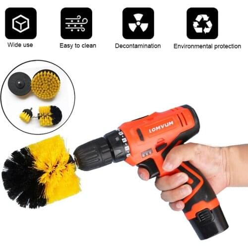 3 Pcs/set Electric Drill Brush Kit Plastic Round Cleaning Brush For Carpet Glass Car Tires Nylon Brushes Scrubber Drill