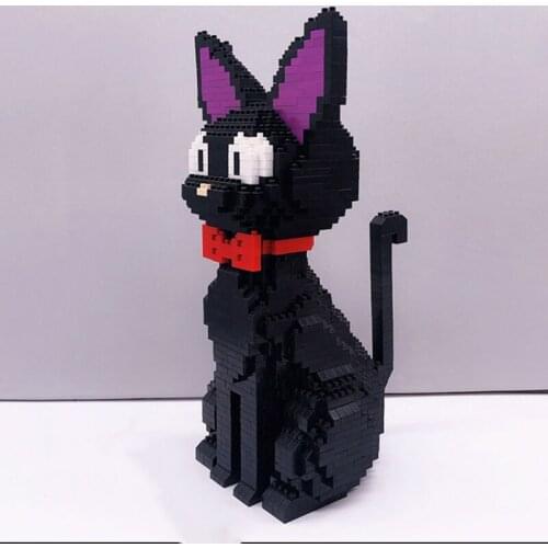 Babu 8806 Cartoon JiJi Black Cat Animal Pet 3D Model 1850pcs DIY Mini Diamond Blocks Bricks Building Toy for Children No Box