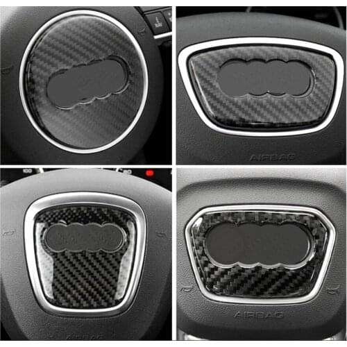 Car Carbon Fiber Steering Wheel Logo Sticker Frame Cover For Audi A1 A3 A4 A5 A6 A7 Q3 A6 C7 Q5 A8 Q7 B6 B7 Auto Accessories