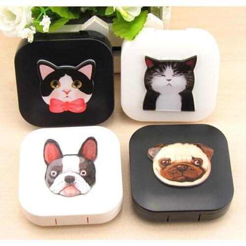 Free ship!1lot=10set!cat dog animal contact lenses box / companion box / Cartoon eyeglasses box / lens care /pencil case
