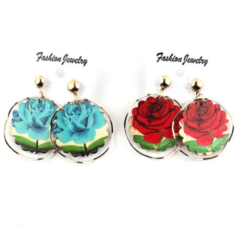 Free Shipping!Printing metal flower stud earrings