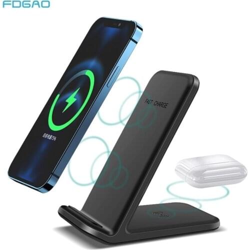 20W 2 in 1 Qi Wireless Charger Stand Quick Charge Station For iPhone 12 11 Pro XS XR X 8 Airpods Pro Samsung S20 S10 Galaxy Buds