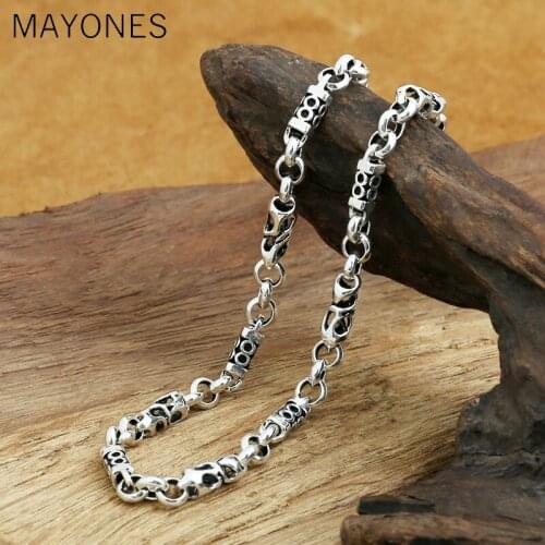 5mm Thick Silver Necklace 100% 925 Sterling Silver Men Bamboo festival chain Best Friend Necklace Pendant Long Jewelry