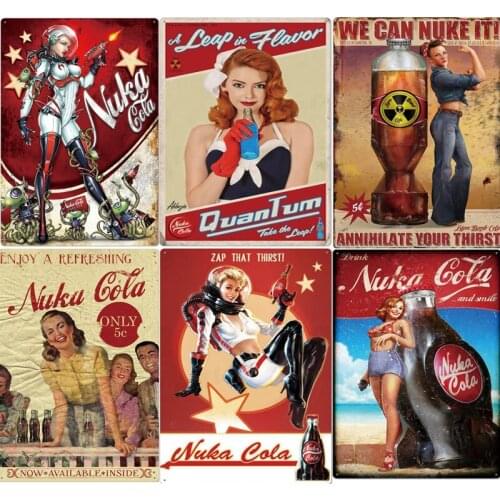 Fast Food Restaurant Decor Metal Wall Art Cola Plaque Metal Vintage Sexy Lady Tin Sign Poster Retro Man Cave Decor Iron Painting