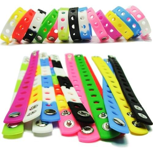 DHL EMS Wholesale 200pcs Mixed Color 18cm Fashion Silicone Wristbands Bracelets Fit with Shoe Charms Kids Gift
