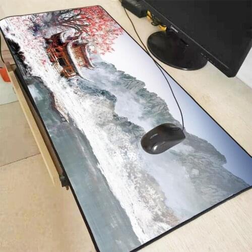 Pink Flowers Tower Landscape Extra Large Mouse Pad Big Computer Gaming Mouse-pad with Locking Edge Gaming Mouse Mat
