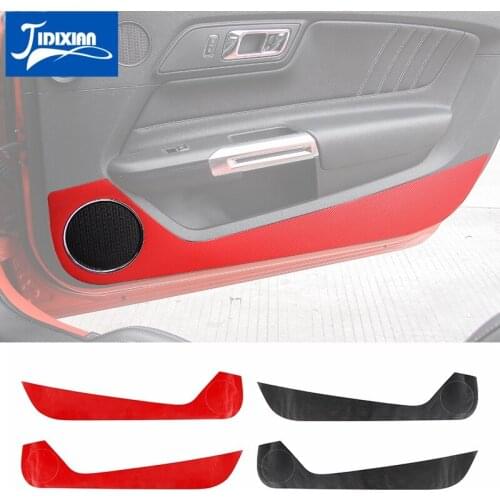 MOPAI Car Interior Carbon Fiber Sticker Door Anti Kick Sticker Decoration Protection for Ford Mustang 2015 Up Car Styling