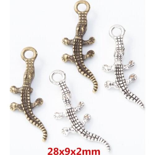 100 pieces of retro metal zinc alloy gecko Pendant for DIY handmade jewelry necklace making 8110
