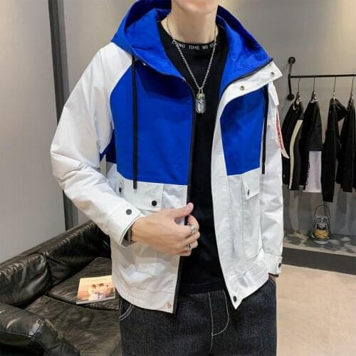 Casual Spring Autumn Hooded Jacket Mens Lightweight Jacket Brand Male Coat Slim Men Baseball Patchwork Outwear