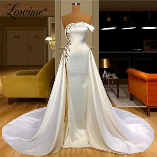 Lowime Middle East Long Party Dresses Plus Size Ivory Evening Gown For Weddings 2021 Customized Dubai Arabic Prom Dresses Robes