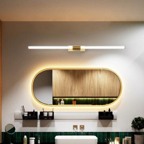 Brushed Copper Modern LED Bathroom Mirror Lights Bedroom Make Up Dressing Indoor Lighting Living Room Wall Decoration Fixtures