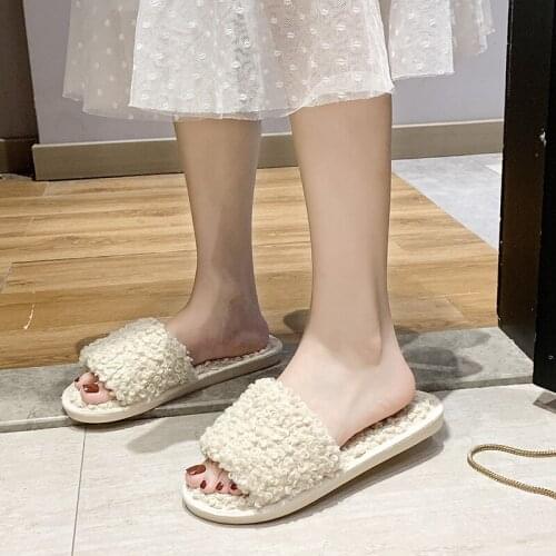 Fashion Women Slippers Home Indoor Plush Slippers Autumn Winter Female Flat Shoes Ladies Comfortable Fur