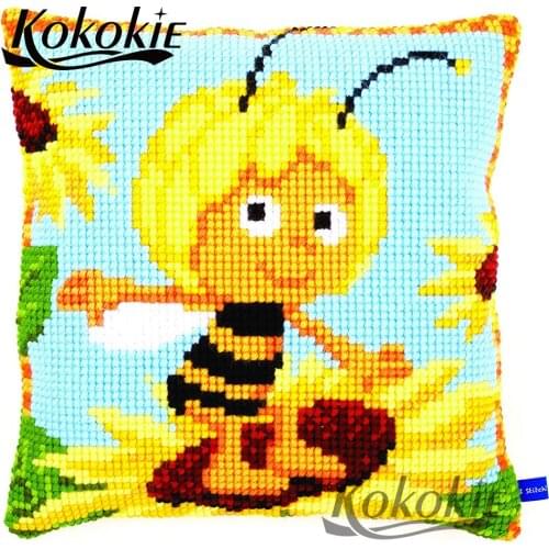 Handicraft embroider needlework kits honeybee cross stitch pillowcase diy accessories for throw pillow kits sewing decoration