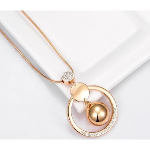 Gold Ball Circles Pendants Necklace European Elegant Personality Long Necklace For Women Collares Mujer Jewelry Gifts 2021 new