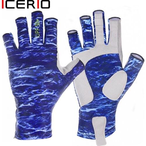 ICERIO Fishing Gloves UPF50+ UV Protection Breathable Sun Protection Fingerless Mens Womens Gloves for Outdoor Hiking, Biking