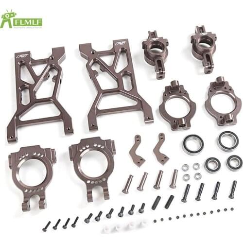 Alloy CNC Front Lower Suspension A-Arm &Front Wheel Hub Carrier Steering Knuckle Bearing Seat Set for 1/5 Rofun Rovan F5 MCD RR5