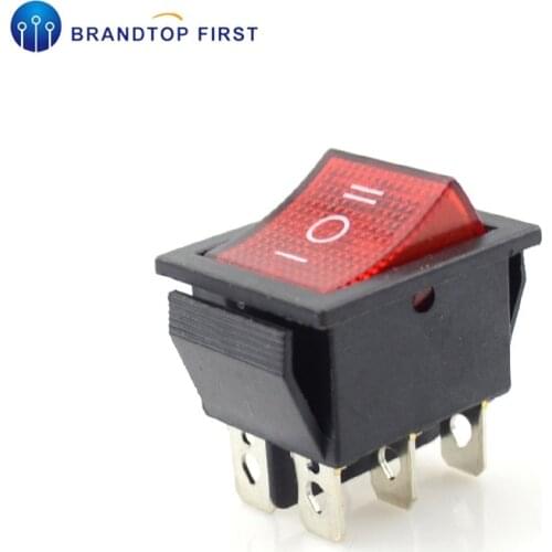 Rocker Switch Power Switch 3 Position 6 Pins With Light 16A 250VAC/ 20A 125VAC KCD4