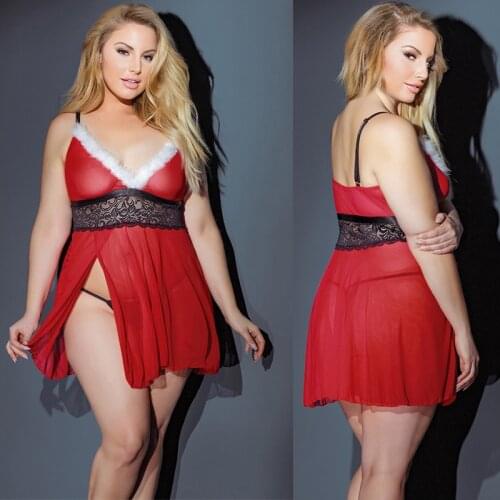 Sleep Dress Women Christmas Sexy Lingerie Hot Girl Clothes Nightdress Xmas Underwear Red Cosplay Santa Claus Lingerie