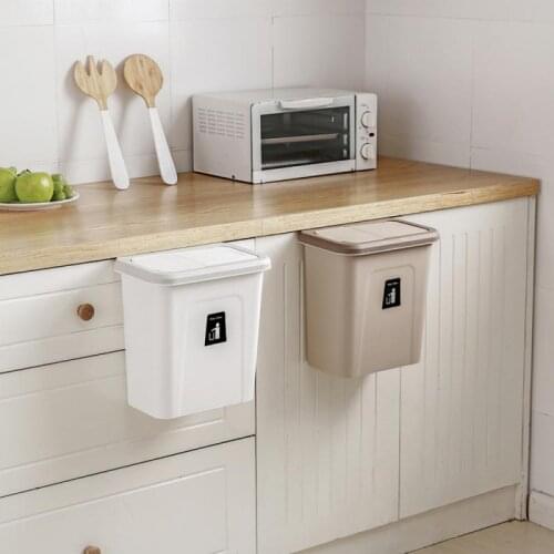 Kitchen Cabinet Door Hanging Waste Bin Trash Can Wall Mounted Folding Garbage Can Car Bathroom Toilet Waste Storage Bin With Lid