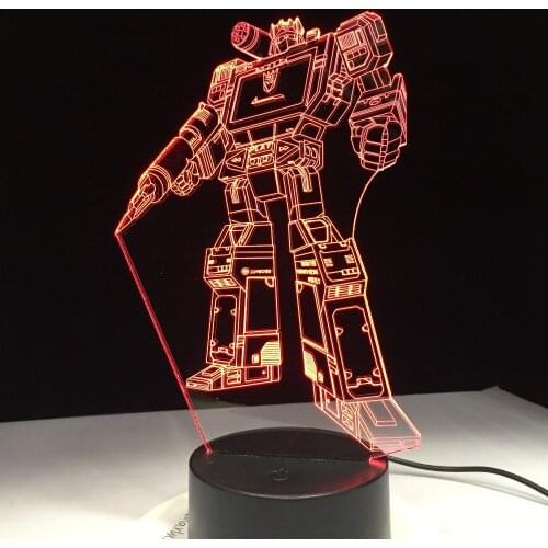 Remote Control Touch Switch Transformation robot Action Figures Toys 3D LED Lamp 7 Colors Change Bedside Night Light Kids Gift