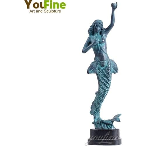 14*9*44.5cm Bronze Mermaid Sculpture Mermaid Standing Sculpture Bronze Sculpture Figurine Mermaid Statue For Home Outdoor Decor