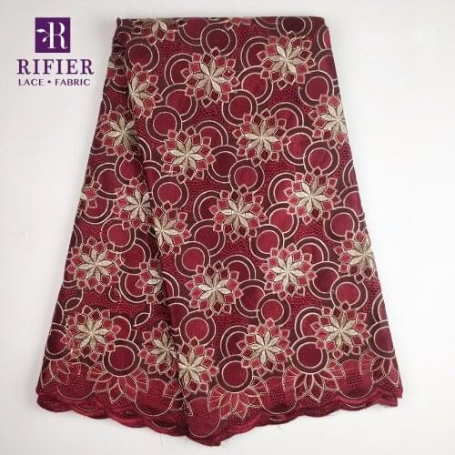 Rhinestones Cotton Lace Fabric African Nigerian 100% Cotton Embroidered Guipure Material For Indian Women Wedding Dresses Laces