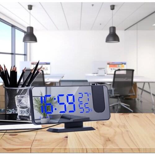 LED Digital Alarm Clock Watch Table Electronic Desktop Clocks USB Wake up FM Radio Time Projector Snooze Function 3 Color