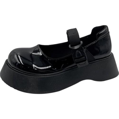 New fashion summer womens retro Mary Jane small leather shoes Japanese thick-soled wild big head single shoes