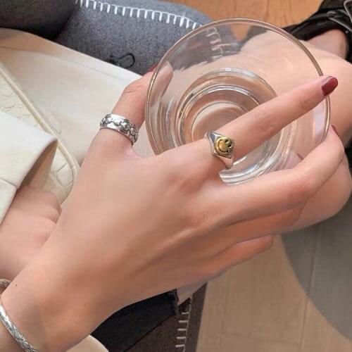 Vintage Gold Color Smiling Face Open Finger Ring for Women Adjust Rings Party Jewelry Wholesale
