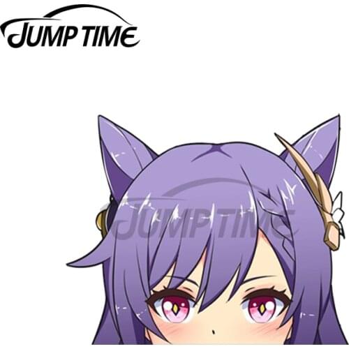 Jump Time 13 x 6.2cm For Genshin Impact Keqing Car Sticker Cartoon Decal Bumper Scratch-proof Vinyl Material Motorcycle Decor