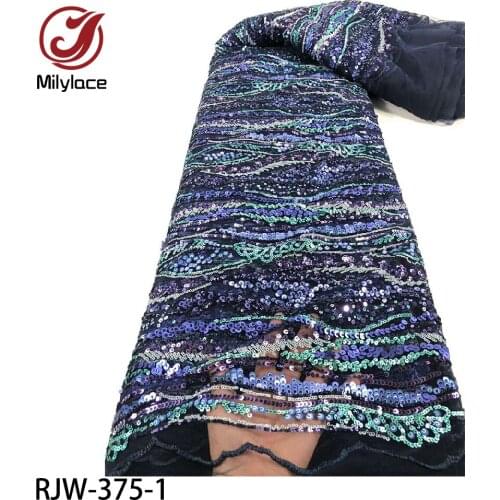 High Quality French Tulle Lace Fabric with Sequins Embroidered Net Lace Fabric Nigeria Dresses for Women 5 Yards/Lot RJW-375