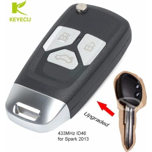 KEYECU Replacement New Upgraded Flip Remote Key Fob 433MHz ID46 for Chevrolet Spark 2013