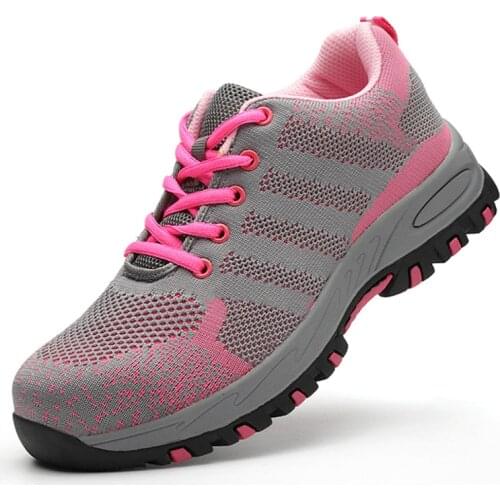 Women casual breathable work shoes steel toe covers summer shoe building site worker safety boots platform security botas zapato