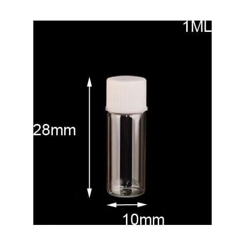100pcs/lot 10*28mm 1ml wishing Glass Bottles Vials display White Plastic Cap Empty Tiny Transparent Glass Bottle Jars Screw cap