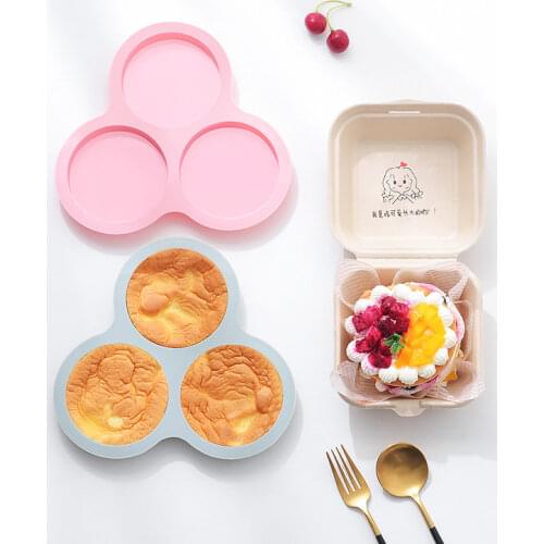 4 inch round silicone cake mold 3 grid round shape DIY rainbow baking pan Pizza baking tools French dessert chocolate mold