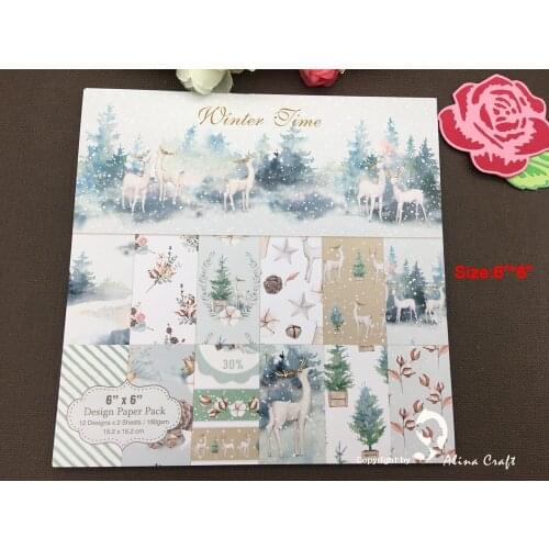 AlinaCraft 24 sheet 6"X6" winter time Scrapbooking design patterned paper pack andmade craft paper craft Background pad